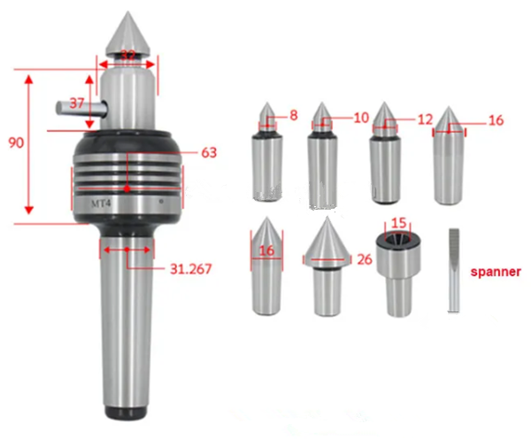 MT4 CNC live centers with inter-changable points-MWMECHPARTS