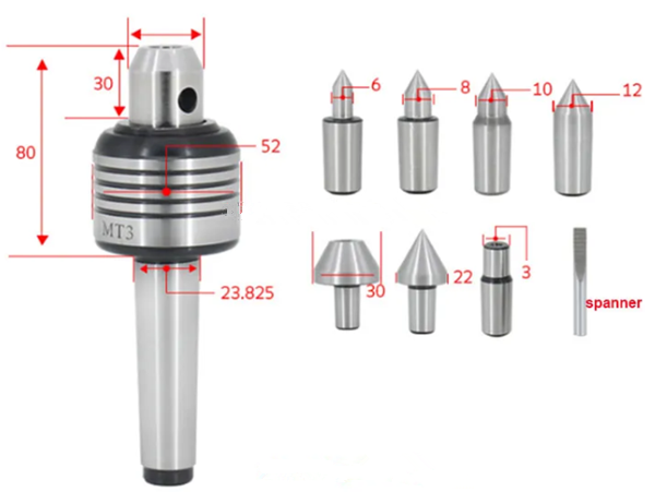 MT3 CNC live centers with inter-changable points-MWMECHPARTS