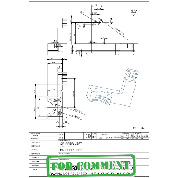 customized symmetrical metal gripper gripper left-MWMECHPARTS