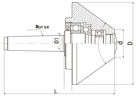 Morse live center bull nose drawing-MWMECHPARTS